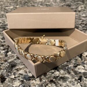 14K Yellow gold Hugs and Kisses bracelet, vintage, unisex